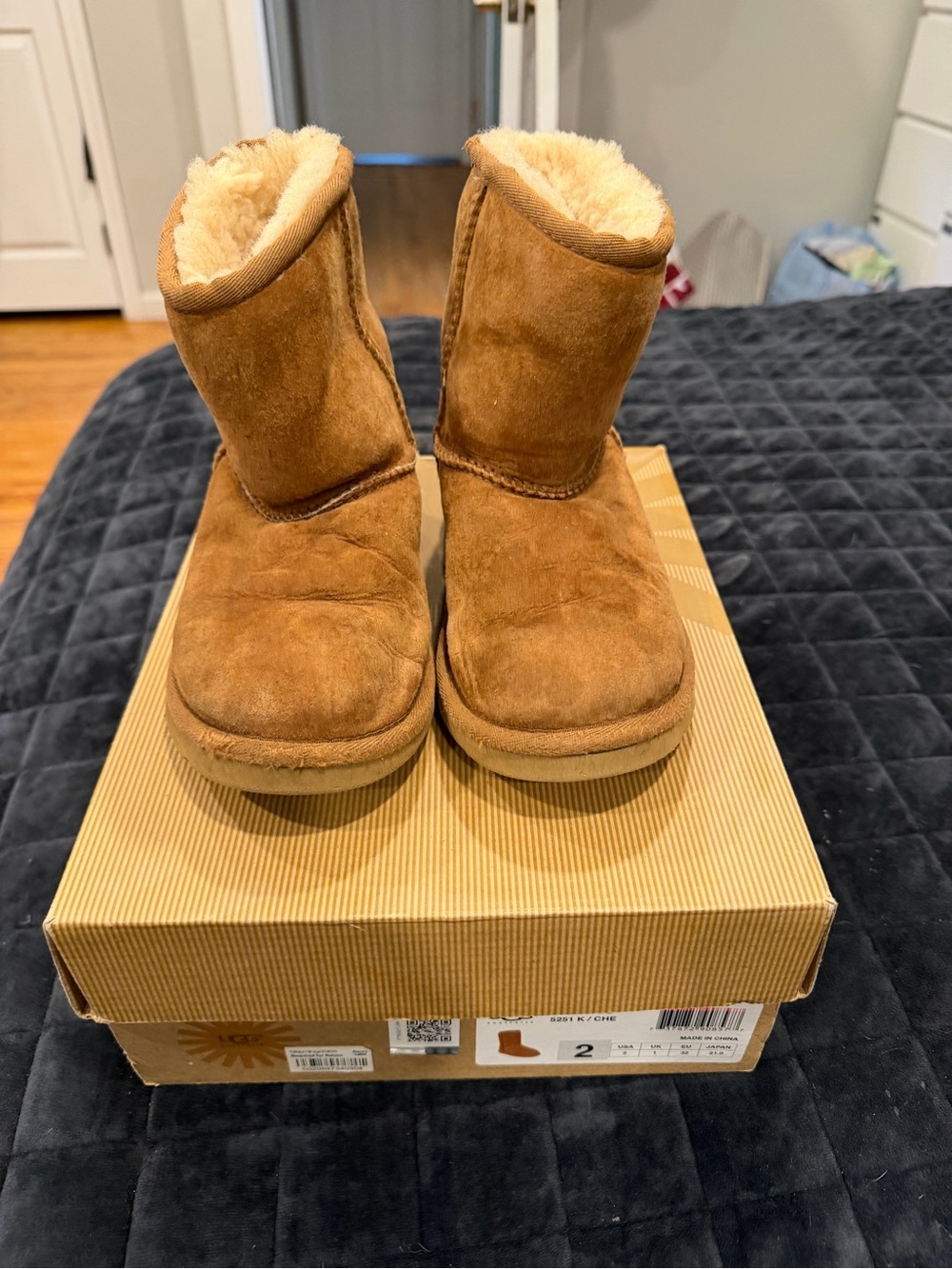 UGG Kids Chestnut Suede Shearling Boots